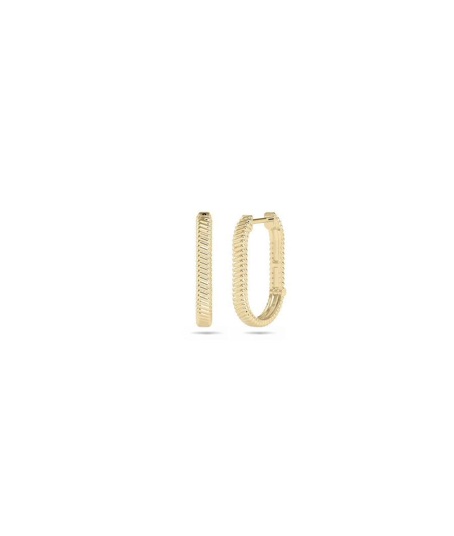 Gold Fluted Cushion Hoop Earring - 79e | Everyday 14K Gold Jewelry