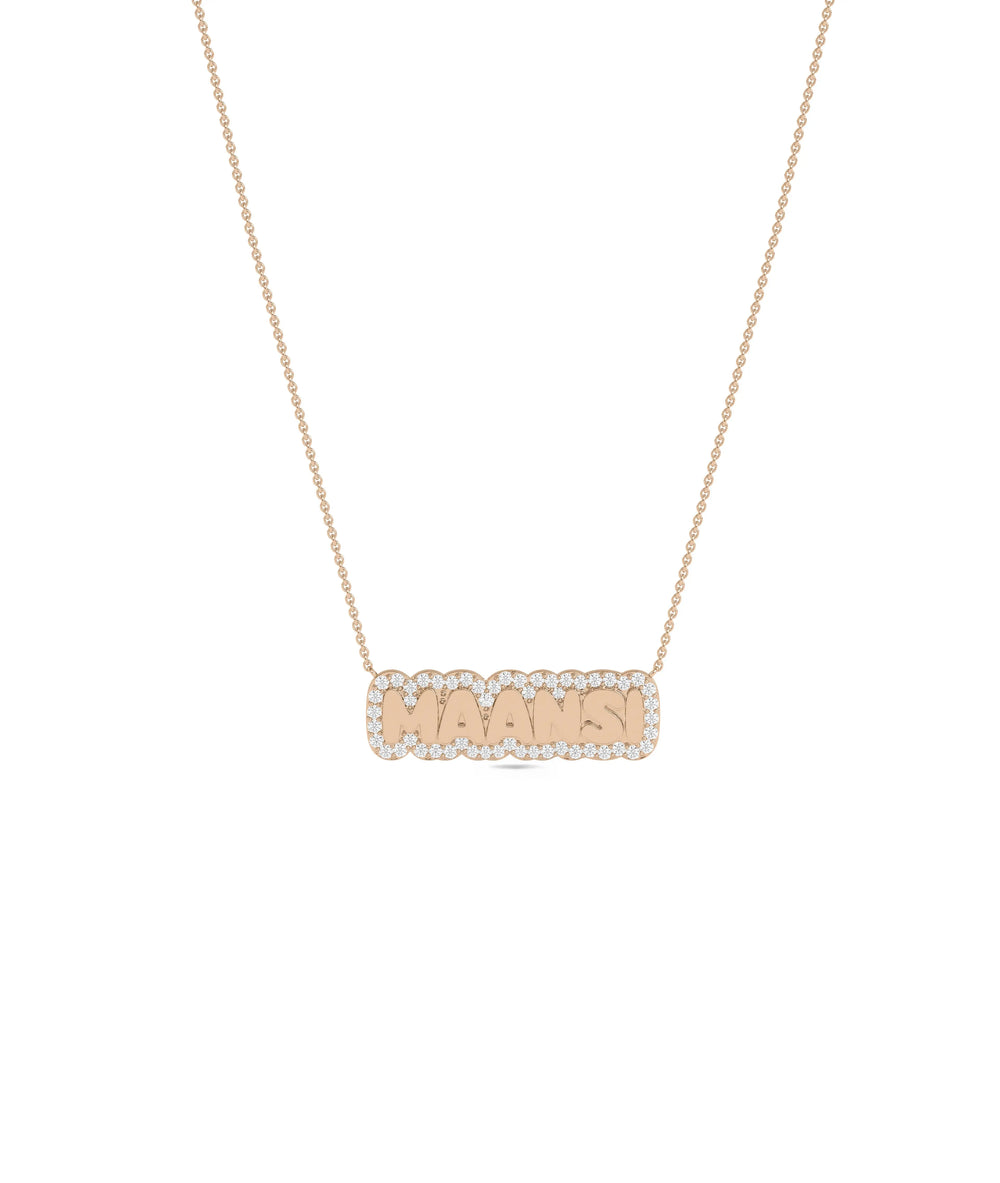 Rose gold Custom Name Diamond Outline featuring brilliance