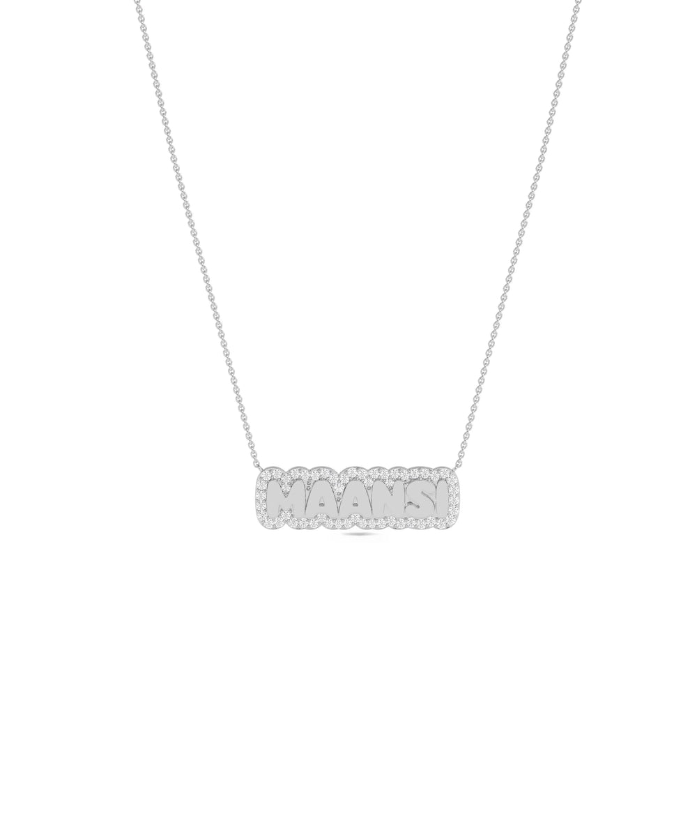 White gold Custom Name Diamond Outline personalized design