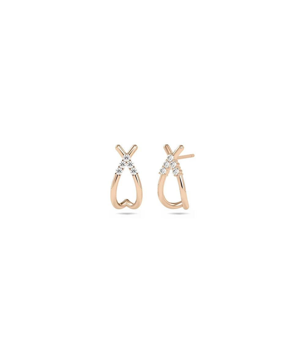Rose gold Diamond Knot Stud Earring with sculptural interwoven knot and sparkle