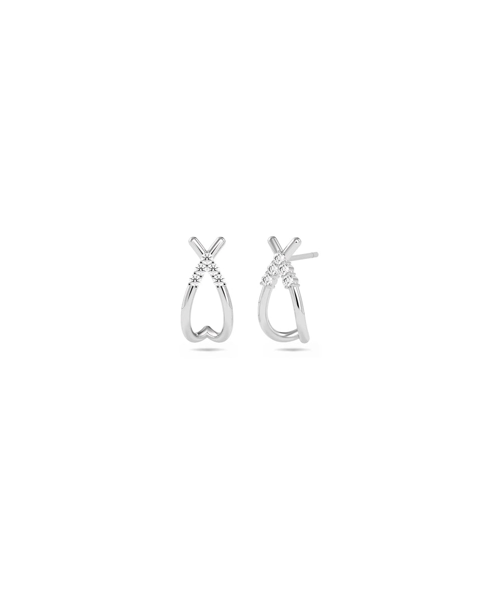 White gold Diamond Knot Stud Earring featuring intricate diamond-adorned knot design