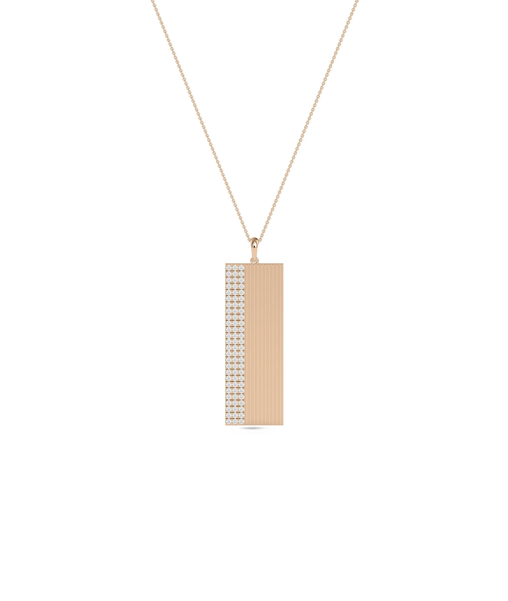 Rose gold Diamond Pave Bar Fluted Charm featuring texture sparkle