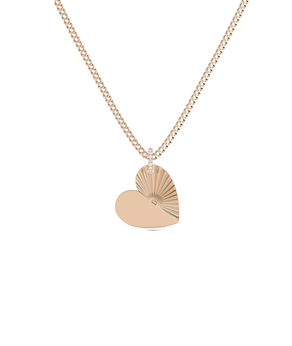 Rose gold Half Gold Fluted Heart featuring texture sparkle