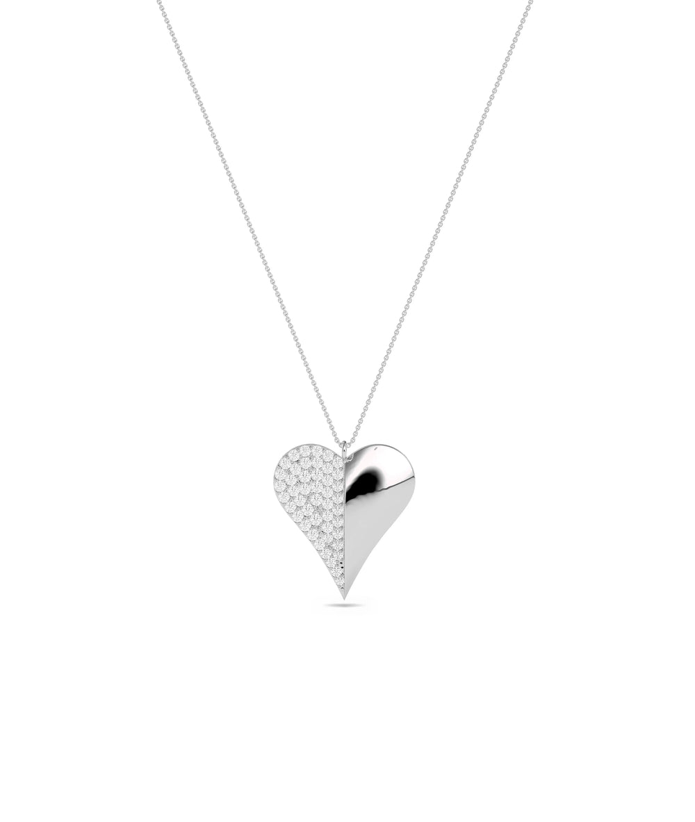 White gold Half Diamond Pave Half Gold contrast design