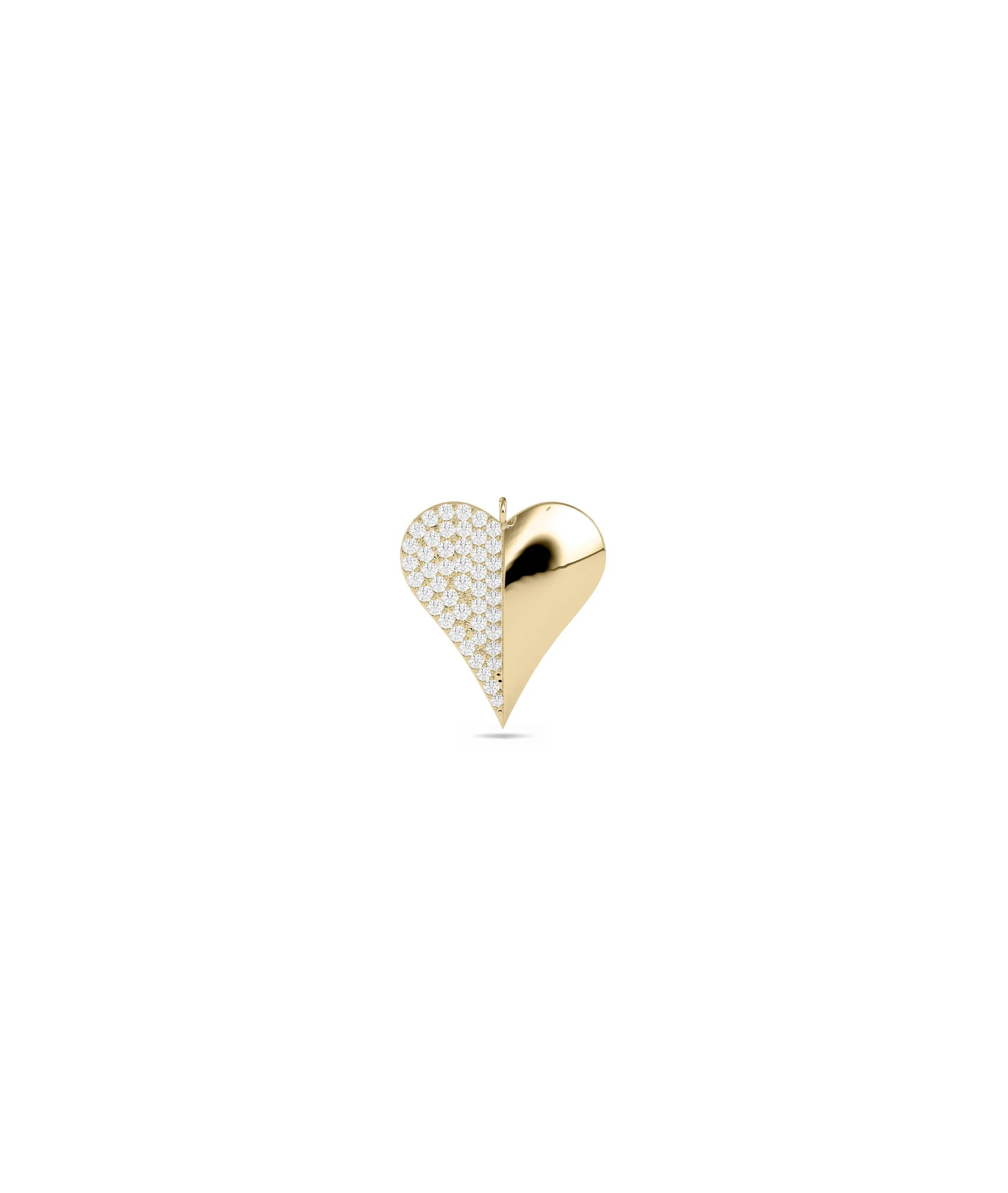 Half Diamond Pave Half Gold Charm yellow split romantic