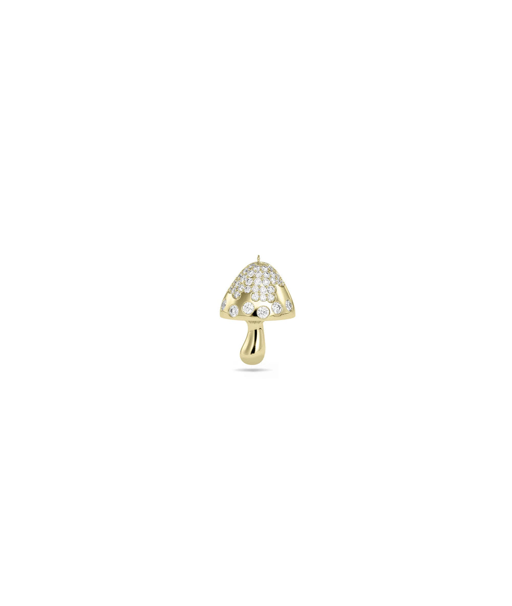 Diamond Mushroom Pendant yellow gold whimsical botanical charm