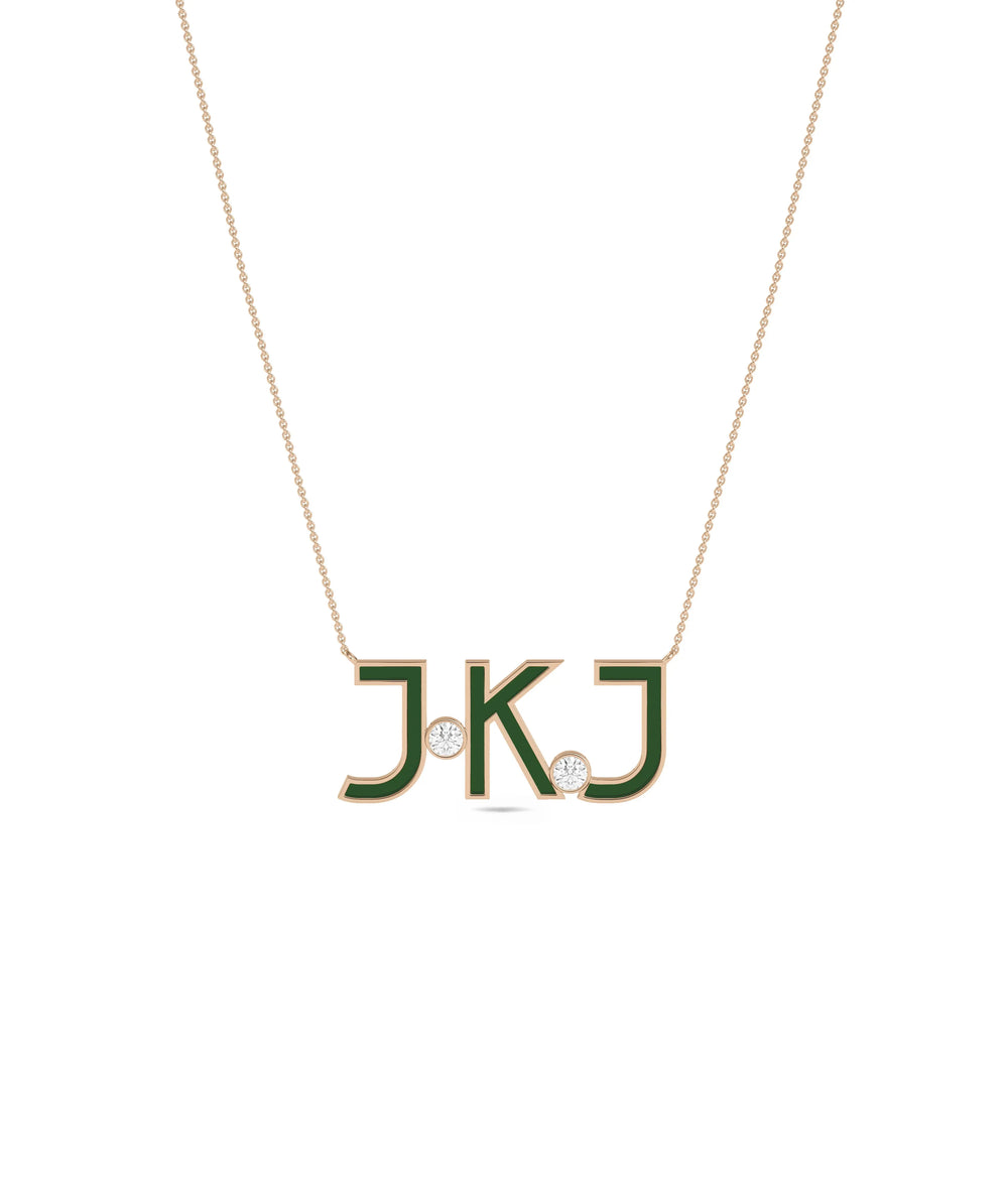 Rose gold Custom Enamel Initials featuring color brilliance