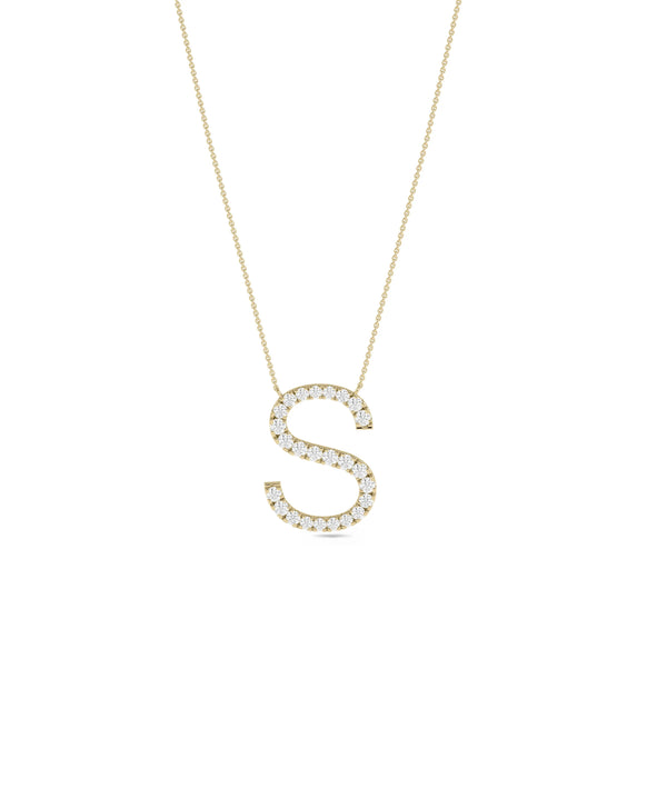 Custom Diamond Letter Initial yellow gold personalized sparkle