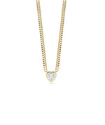 Curb Link Heart Solitaire yellow gold romantic classic