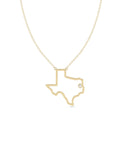 Gold State Outline Necklace with Diamond Solitaire