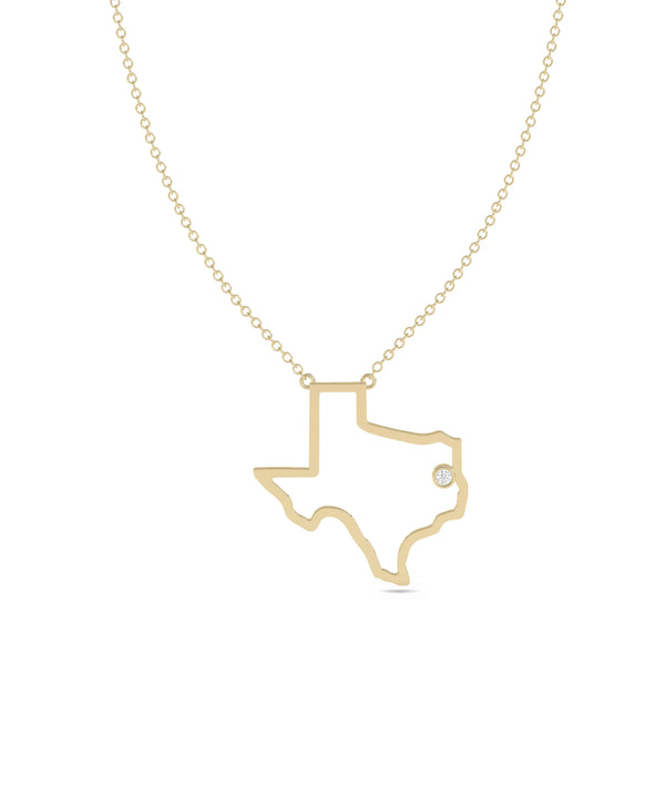 States Outline Necklace yellow gold personalized geography diamond