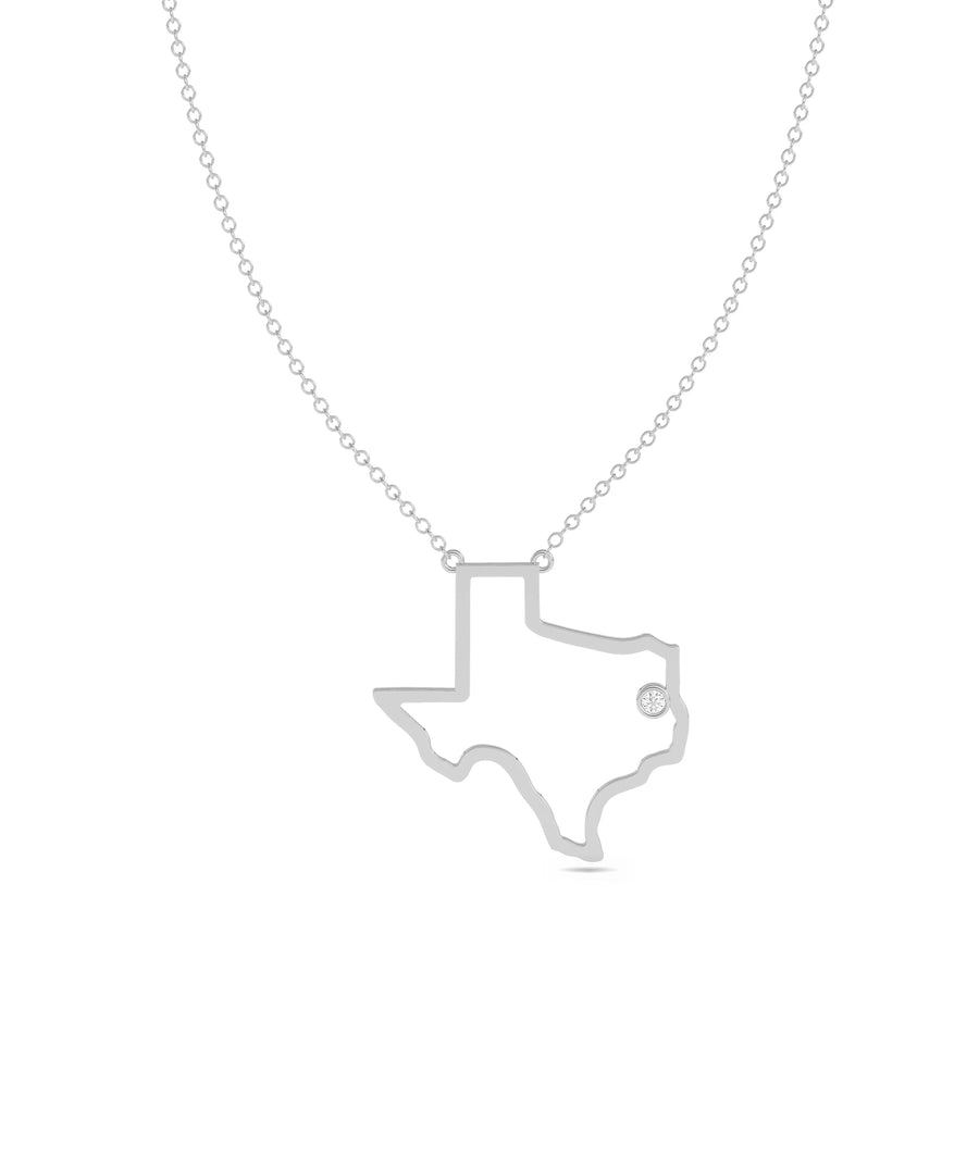 White gold States Outline Necklace cartographic design