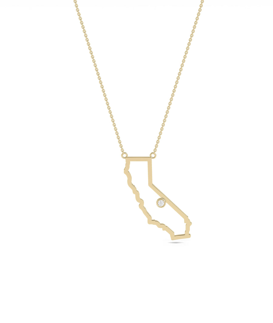 States Outline Necklace worn pendant display