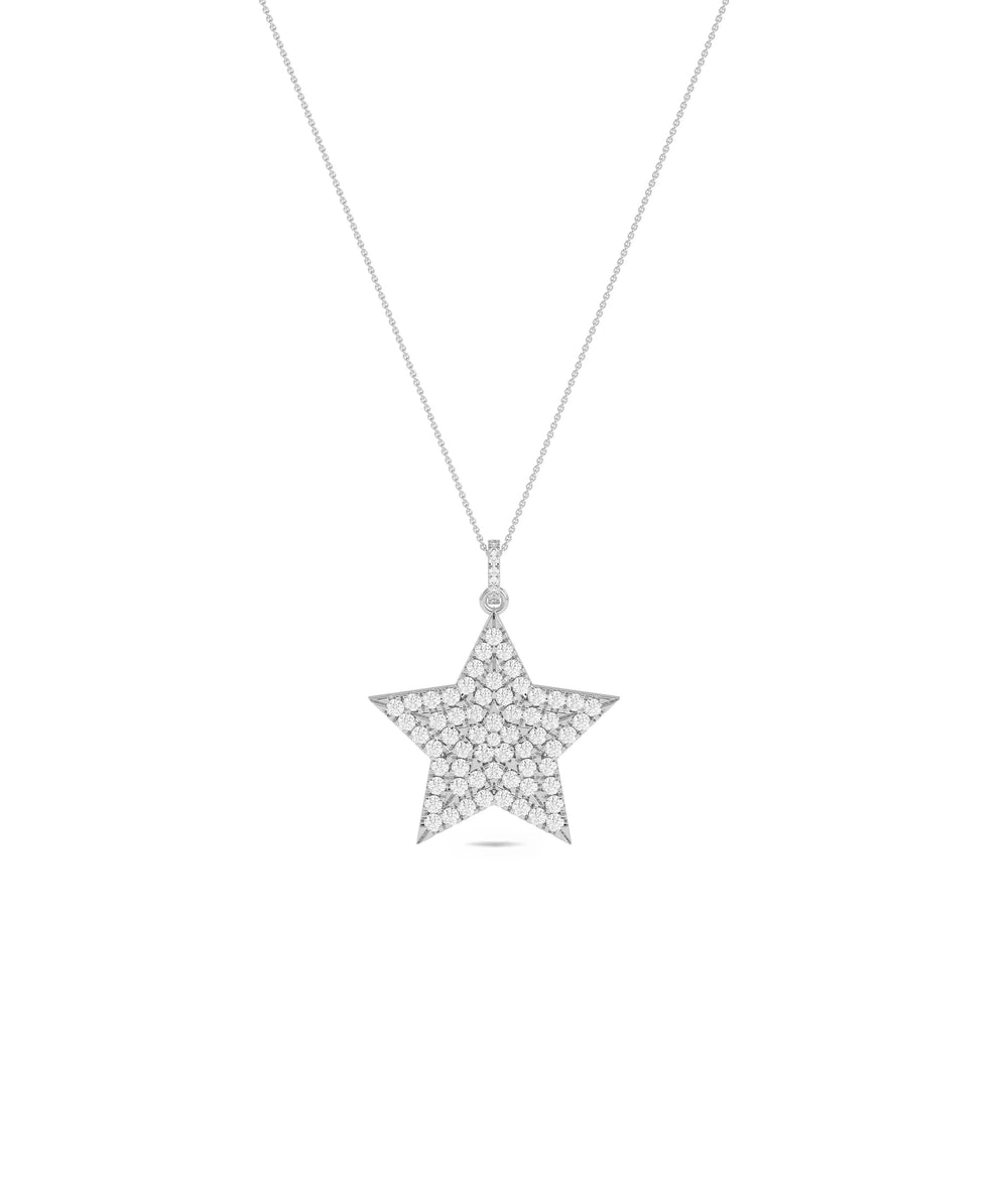 White gold Diamond Pave Star Bail cosmic design
