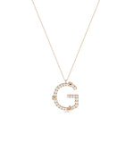 Diamond Pave Initial with Gold Heart Charm in rose gold warm love tones
