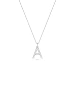 Diamond Pave Initial Charm in white gold with brilliant letter shimmer