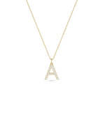 Diamond Pave Initial Charm size comparison showing all six options