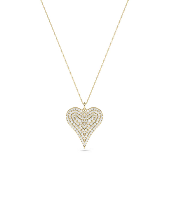 Close-up of Diamond Pave Heart Charm pav setting diamond density alternate view