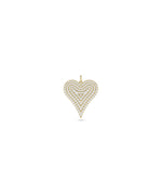 Diamond Pave Heart Charm in yellow gold showing continuous pav coverage