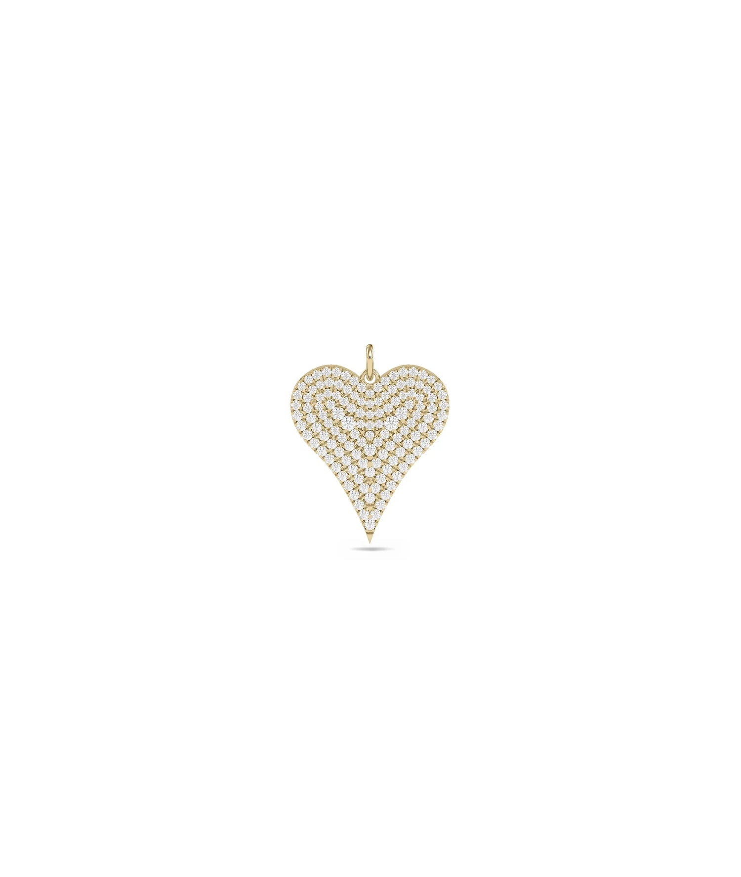 Diamond Pave Heart Charm in yellow gold showing continuous pav coverage