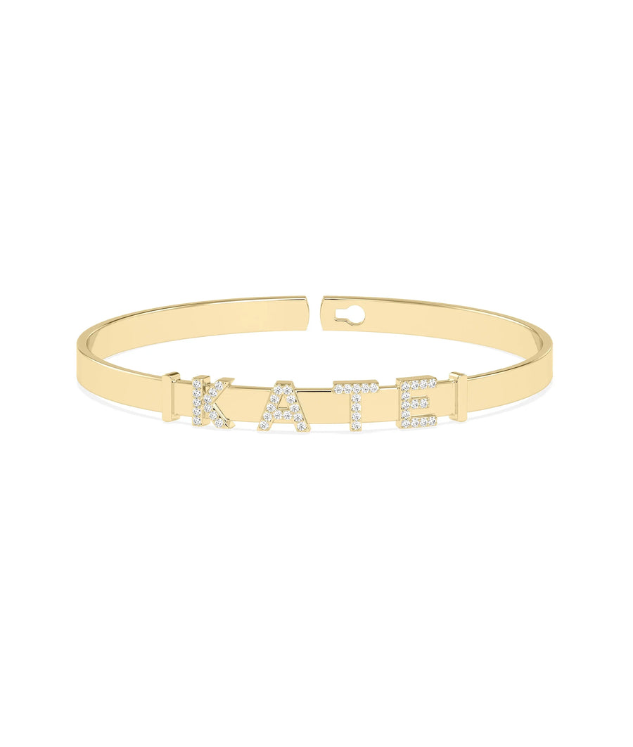 Custom Name Buckle Bangle - 79e | Everyday 14K Gold Jewelry