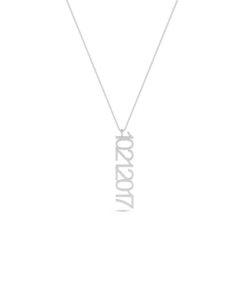 Custom Date Charm in white gold refined temporal memorial sparkle