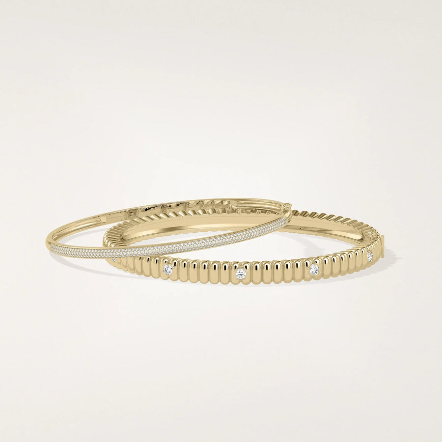 3 Row Diamond Pave Bangle - 79e | Everyday 14K Gold Jewelry