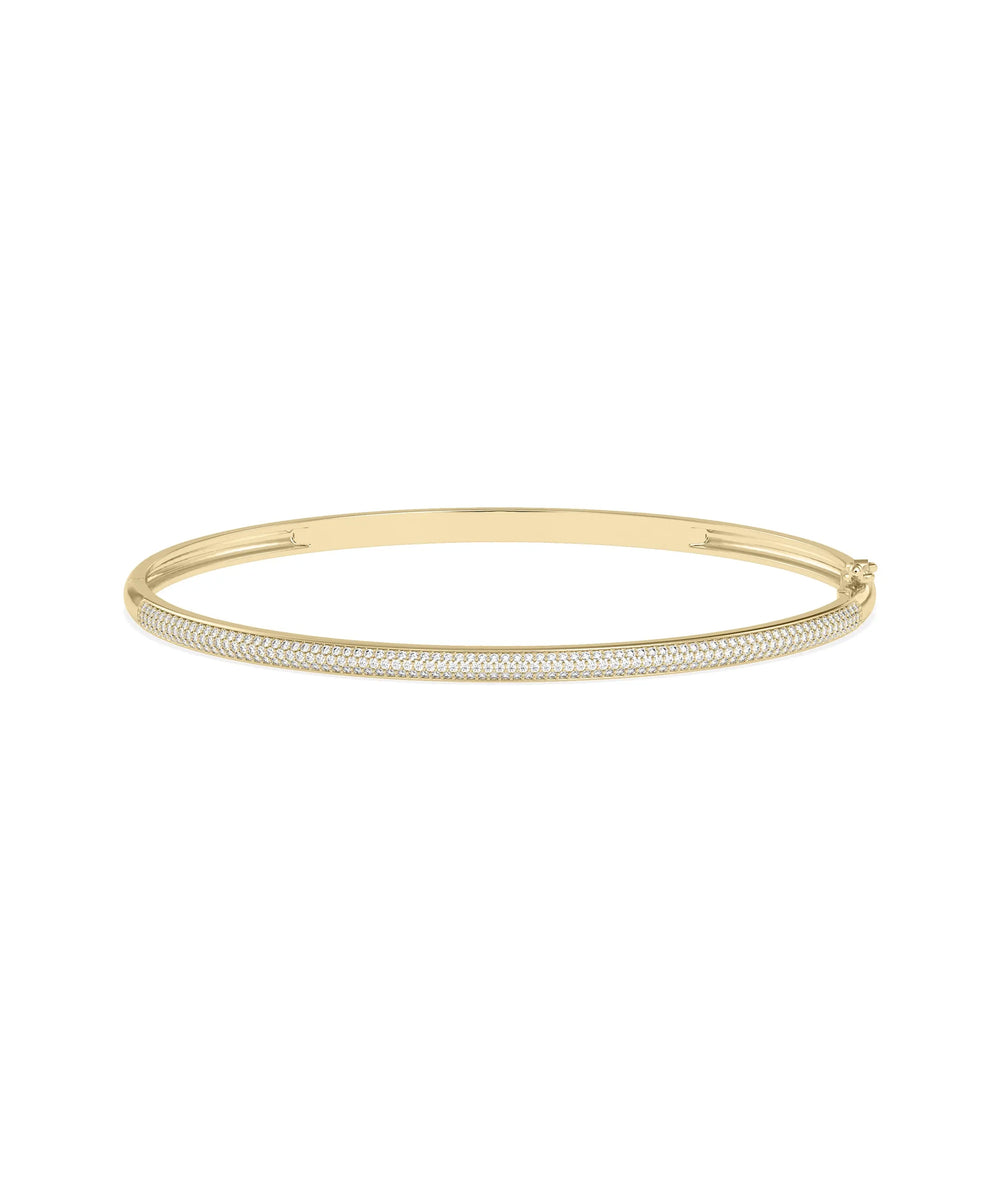 3 Row Diamond Pave Bangle - 79e | Everyday 14K Gold Jewelry