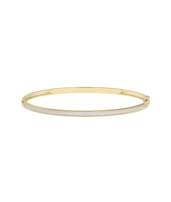 3 Row Diamond Pave Bangle - 79e | Everyday 14K Gold Jewelry