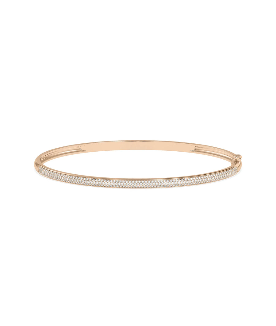 3 Row Diamond Pave Bangle - 79e | Everyday 14K Gold Jewelry