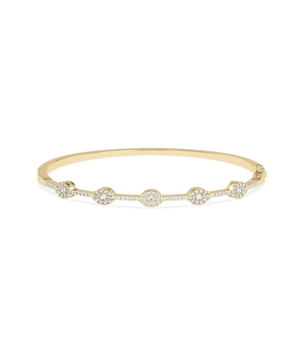Diamond Station Bangle - 79e | Everyday 14K Gold Jewelry