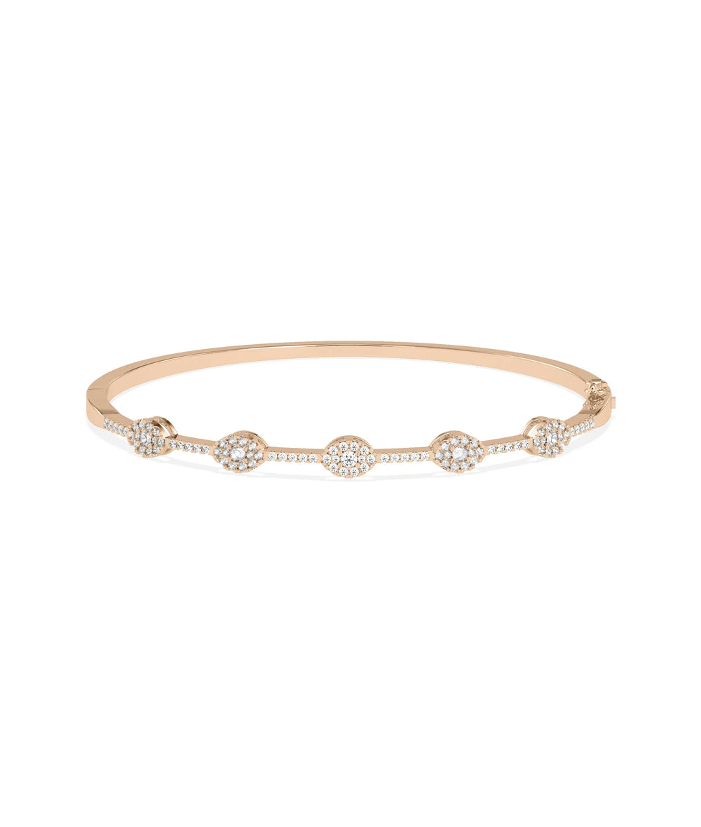 Diamond Station Bangle - 79e | Everyday 14K Gold Jewelry