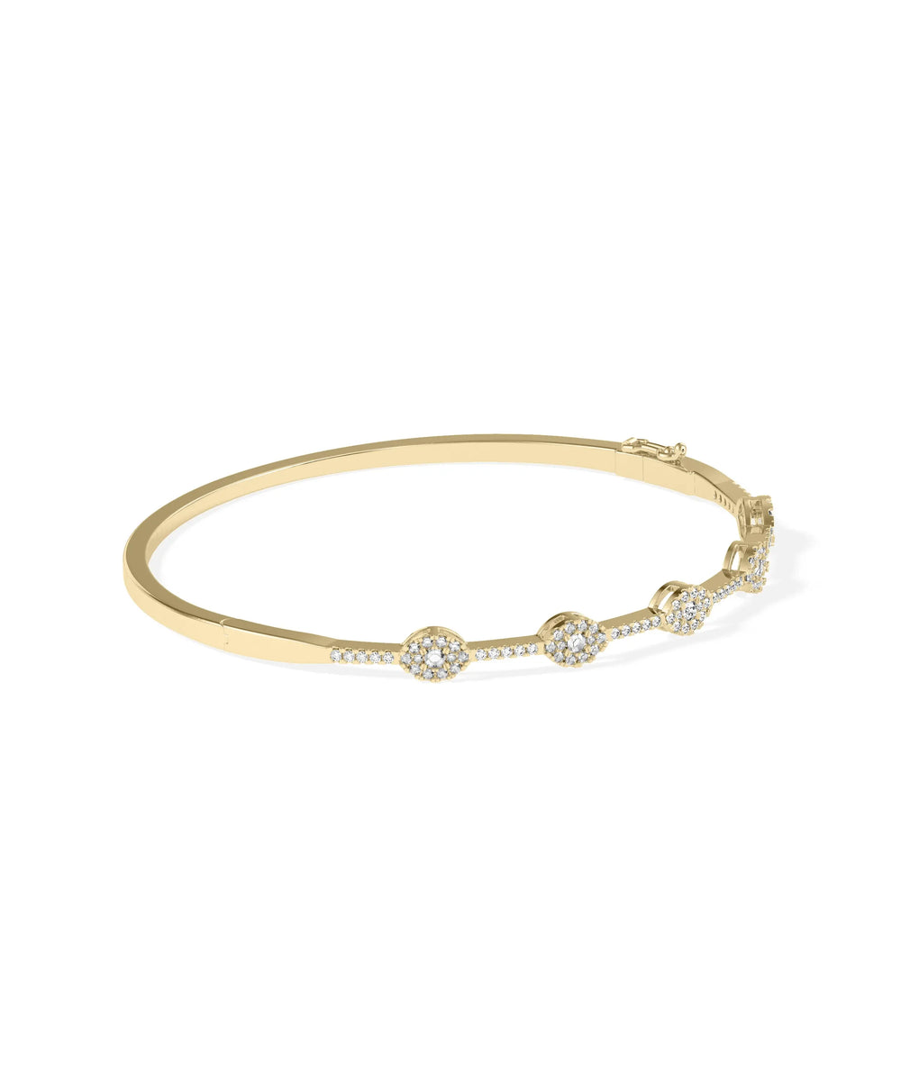 Diamond Station Bangle - 79e | Everyday 14K Gold Jewelry