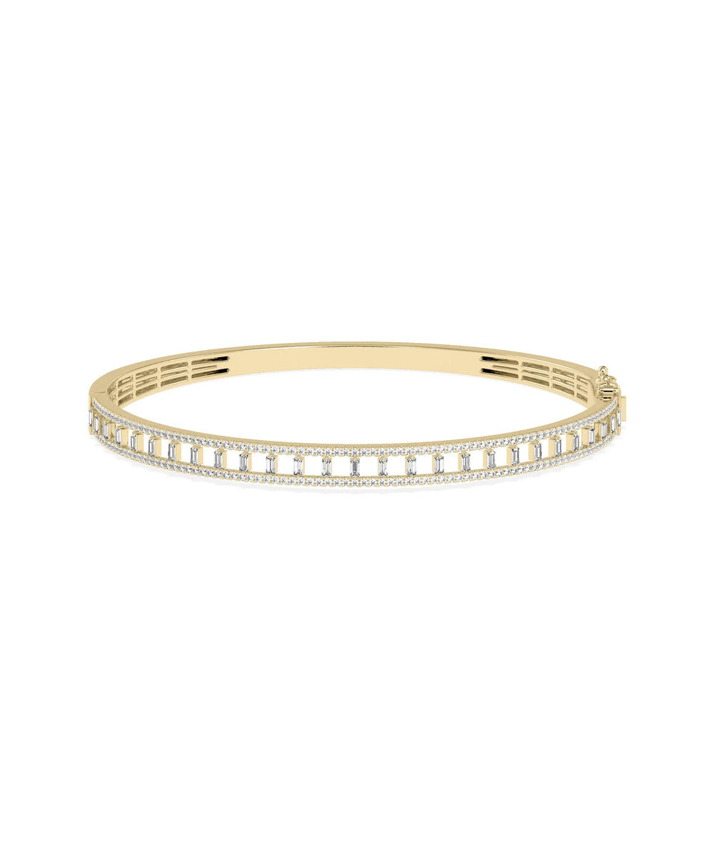 Round and Baguette Diamond Bangle - 79e | Everyday 14K Gold Jewelry