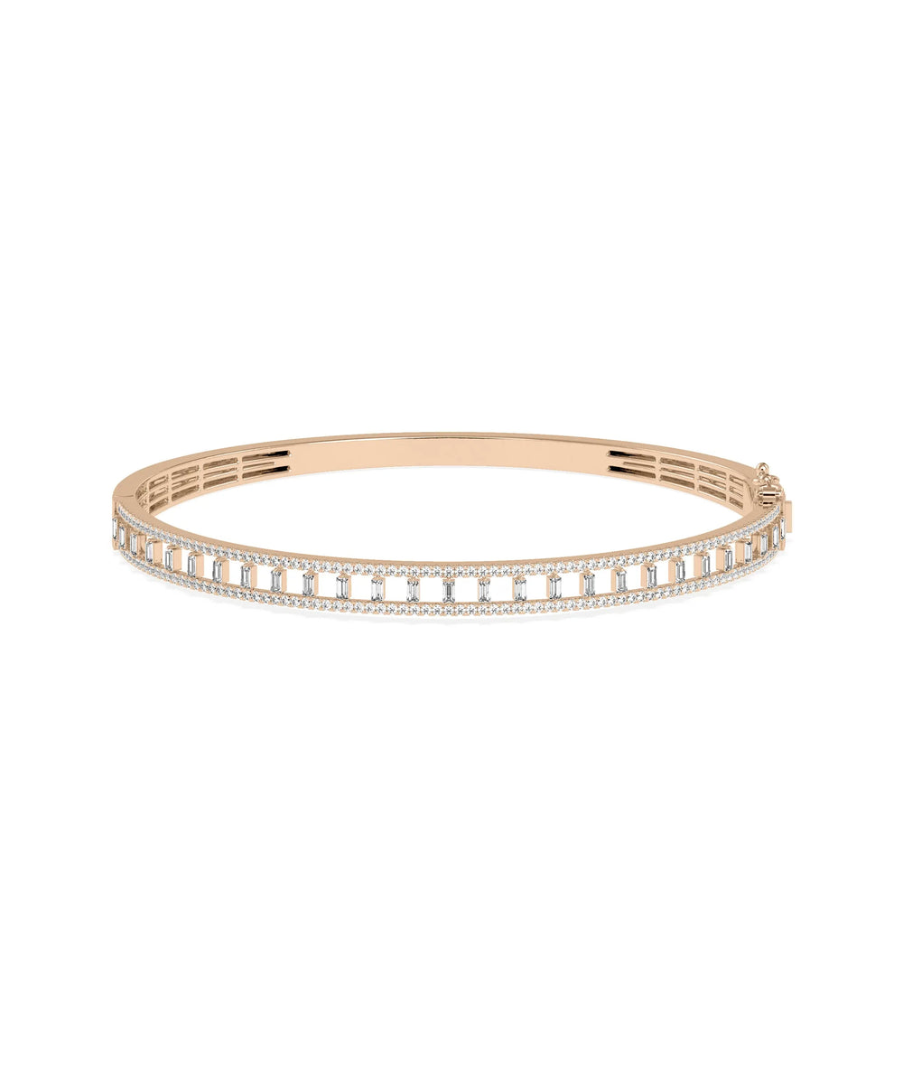 Round and Baguette Diamond Bangle - 79e | Everyday 14K Gold Jewelry