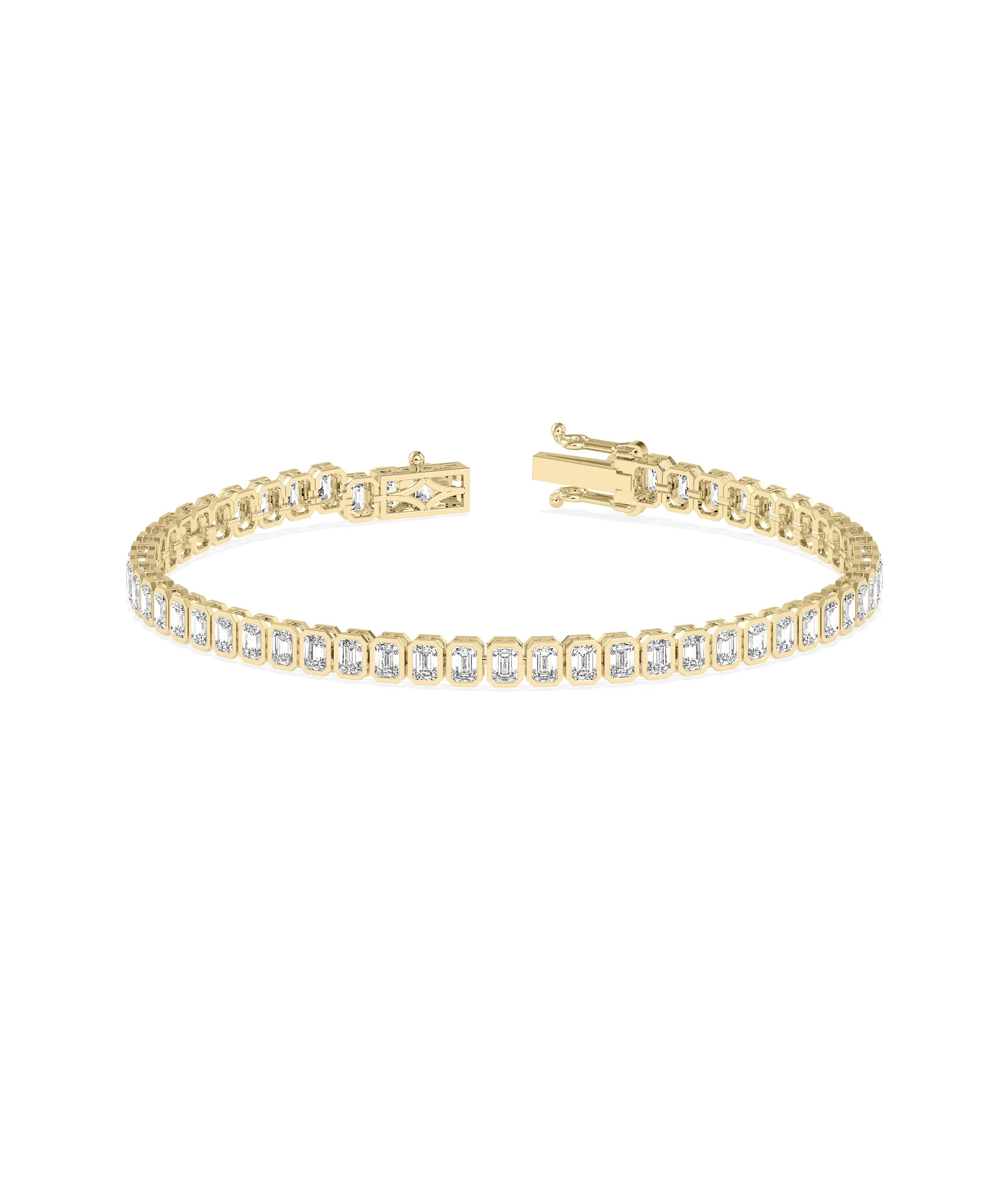 Diamond Emerald Cut Straight Line Bracelet - 79e | Everyday 14K Gold Jewelry