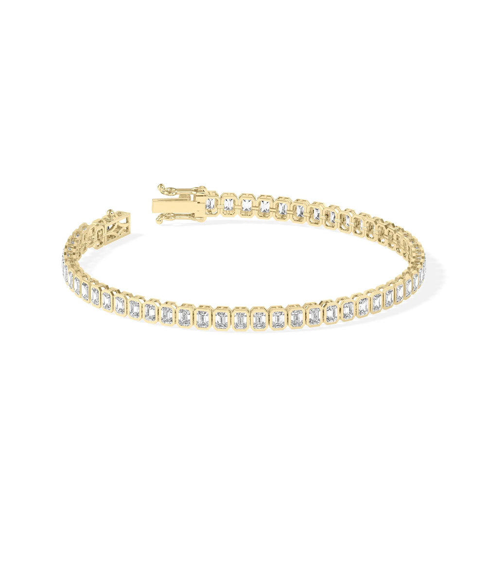 Diamond Emerald Cut Straight Line Bracelet - 79e | Everyday 14K Gold Jewelry