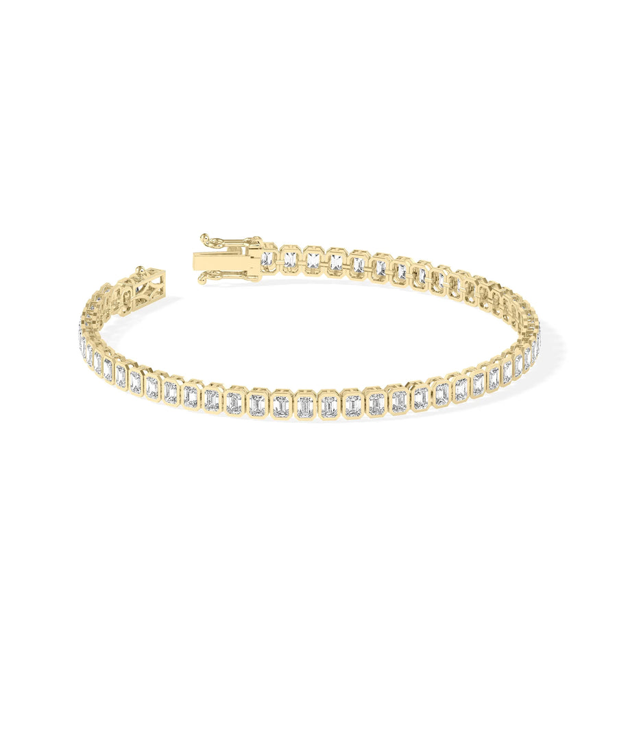 Diamond Emerald Cut Straight Line Bracelet - 79e | Everyday 14K Gold Jewelry