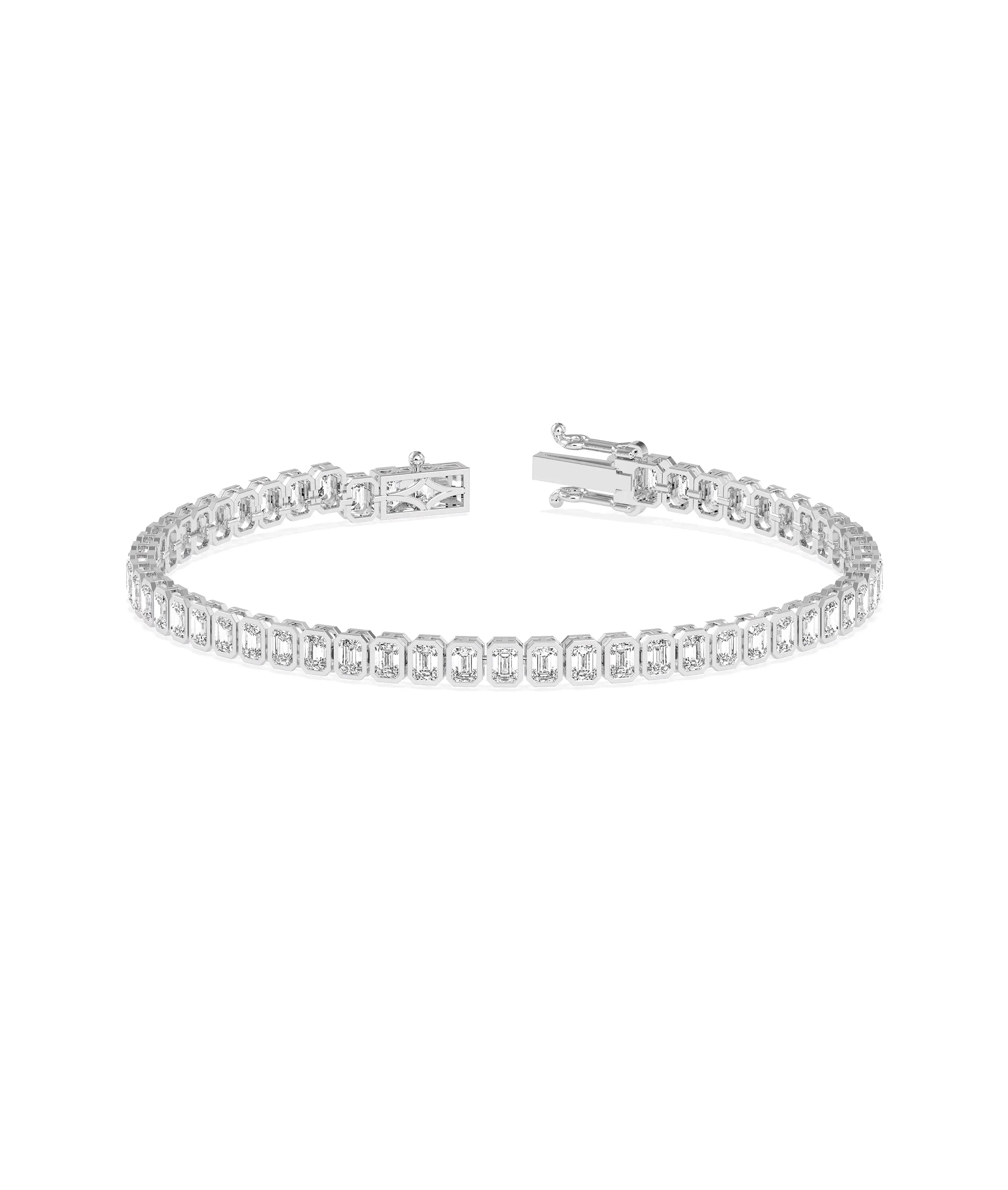 Diamond Emerald Cut Straight Line Bracelet - 79e | Everyday 14K Gold Jewelry