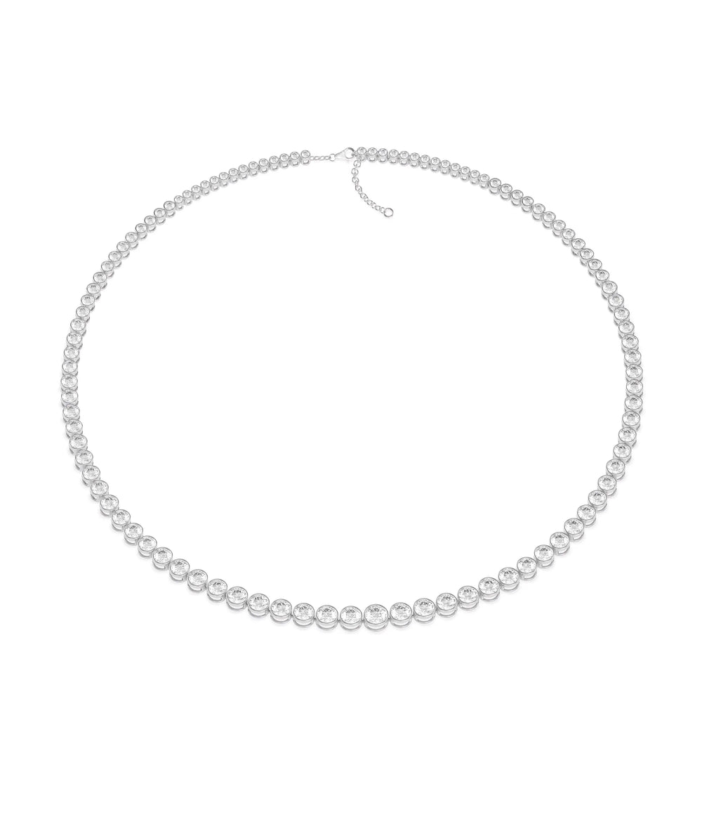Graduating Diamond Bezel Necklace in white gold displaying modern bezel design