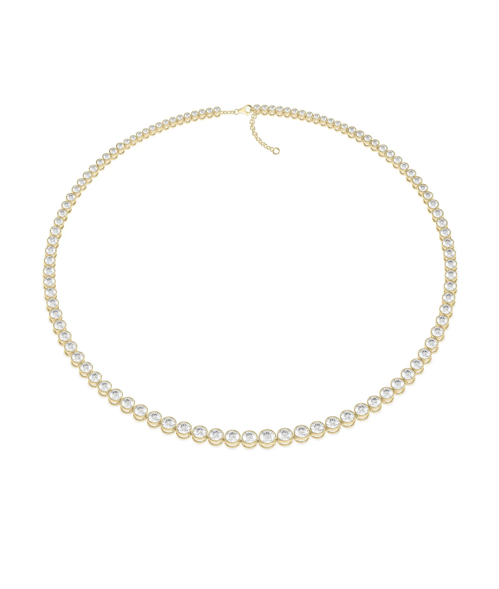 Graduating Diamond Bezel Necklace in yellow gold with 17.5 carat tapered diamonds