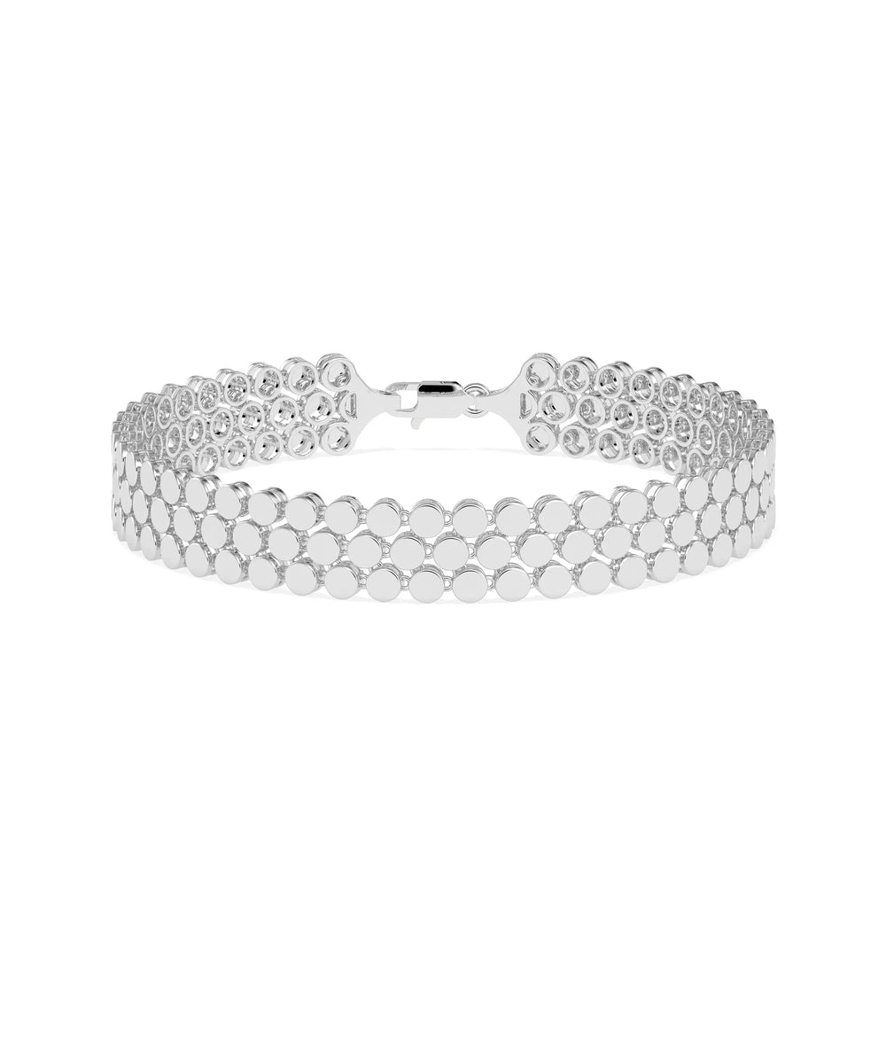 3 Row Flat Gold Bead Link Bracelet - 79e | Everyday 14K Gold Jewelry