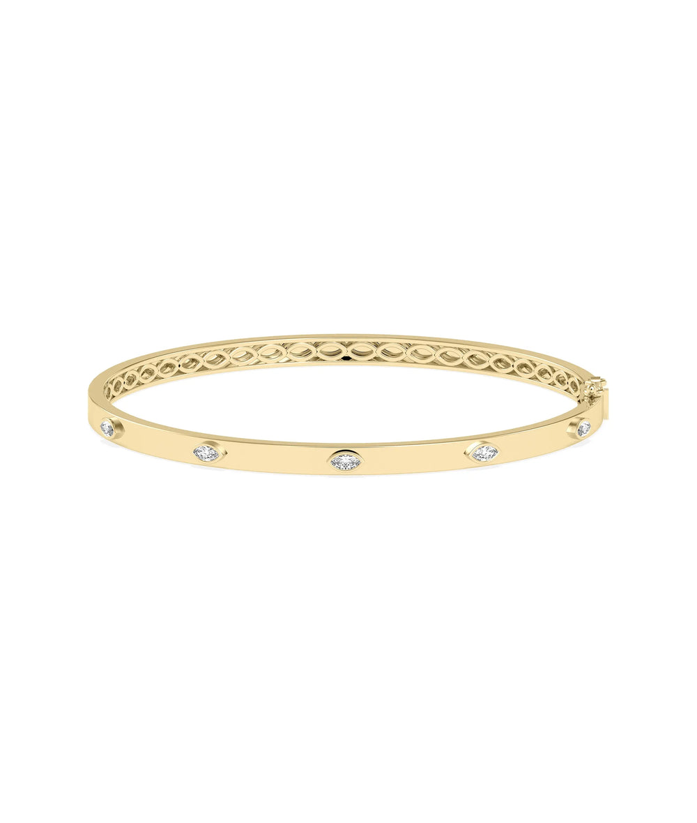 Diamond Station Bangle - 79e | Everyday 14K Gold Jewelry