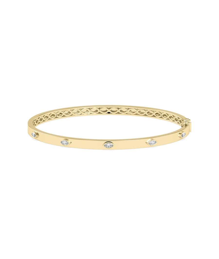 Diamond Station Bangle - 79e | Everyday 14K Gold Jewelry