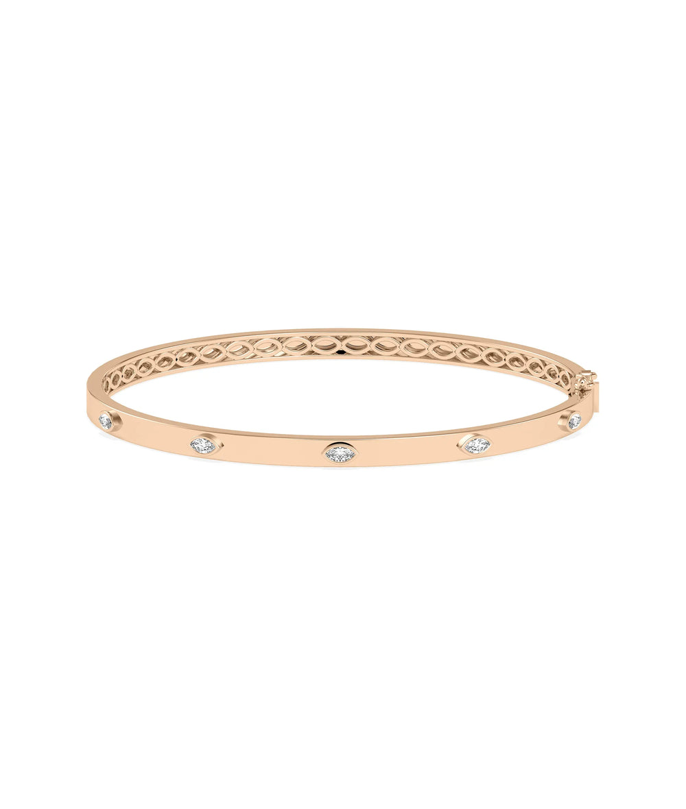 Diamond Station Bangle - 79e | Everyday 14K Gold Jewelry