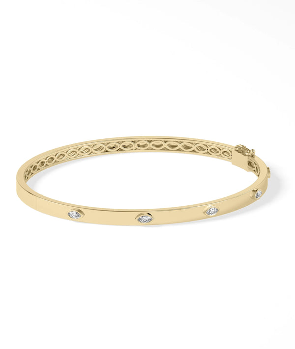 Diamond Station Bangle - 79e | Everyday 14K Gold Jewelry alternate view