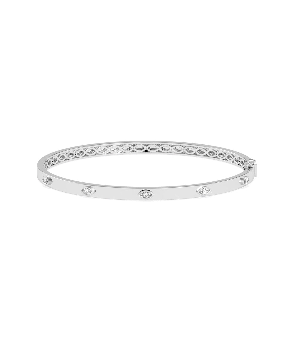 Diamond Station Bangle - 79e | Everyday 14K Gold Jewelry