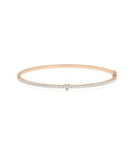 Straight Line Diamond Bangle with Solitaire - 79e | Everyday 14K Gold Jewelry