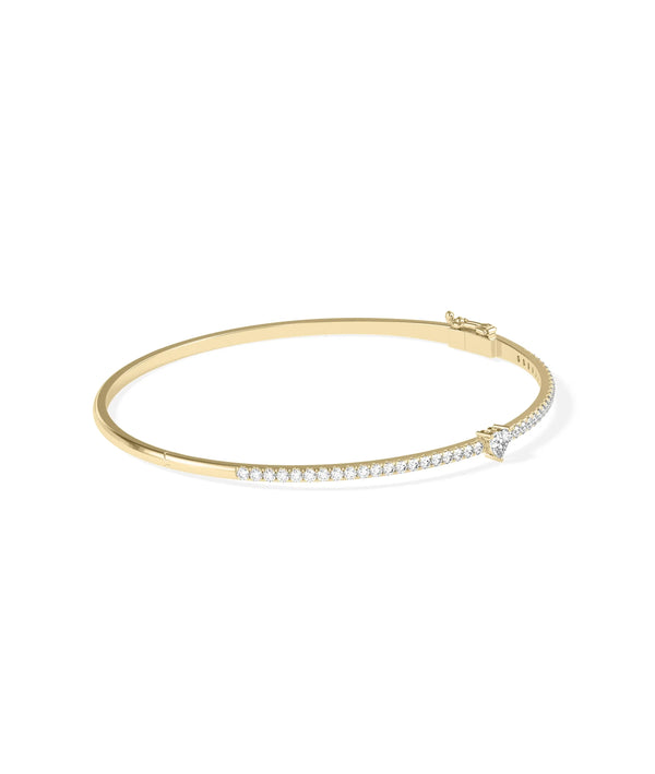 Straight Line Diamond Bangle with Solitaire - 79e | Everyday 14K Gold Jewelry alternate view
