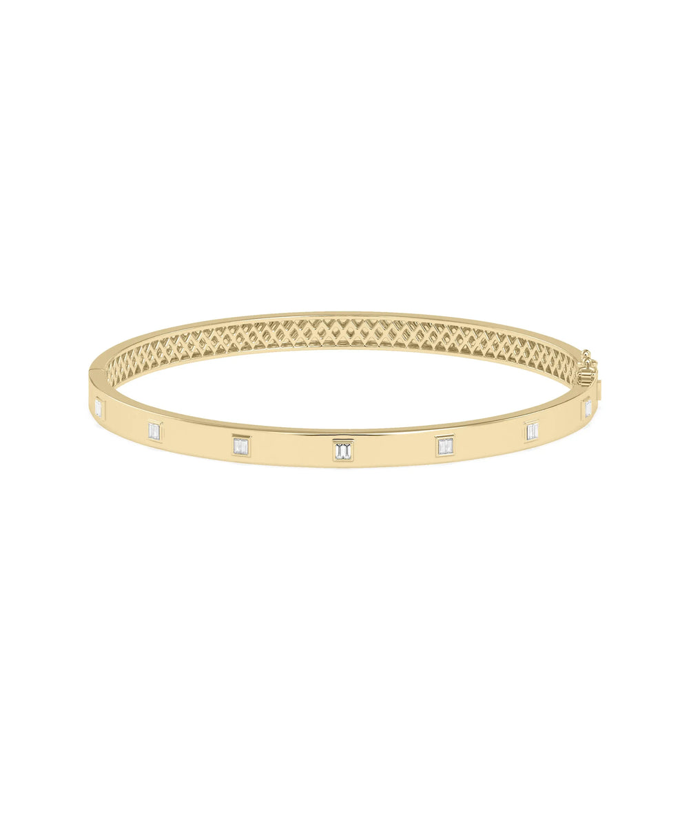 Diamond Station Bangle - 79e | Everyday 14K Gold Jewelry
